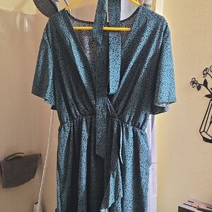 SHEIN Green Polka Dot Midi Dress